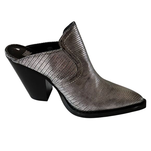 Jane And The Shoe Liesel Womens Size 6 Mule Silver Heel Textured Clogs - Picture 2 of 11